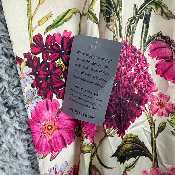 Katie Mae Tara Dress XL Pink Daisy Floral Print Maxi Dress Satin Gown MSRP $298 - Picture 10 of 14